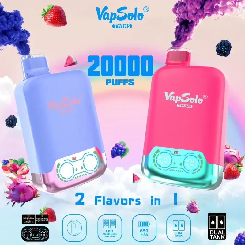 סקירת VapSolo Twins 20000 הסופי: מעצמת טעמים כפולה?